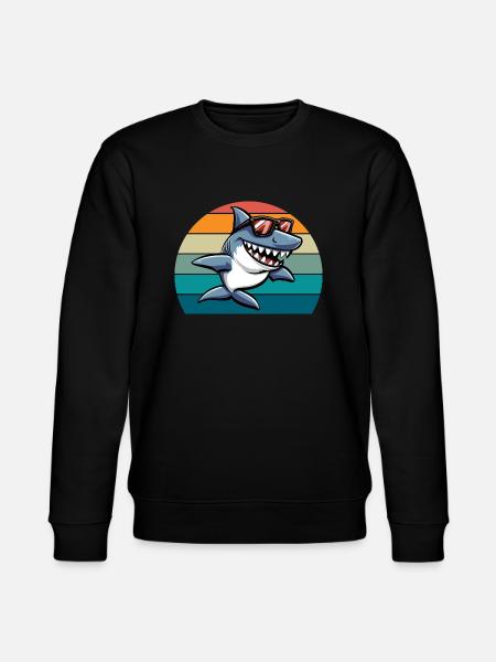 Shark Retro Funny Summer Beach - Stanley/Stella CHANGER Unisex Organic Sweatshirt - black
