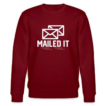 Mailed It Mailman Postal Worker - Stanley/Stella Unisex Bio-Sweatshirt CHANGER  - Burgunderrot - Vorne - Nik (191cm) & Marisol (170cm)