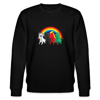Unicorn rider apocalypse rainbow joke gift - Stanley/Stella CHANGER Unisex Organic Sweatshirt - black - Front - Nik (191cm) & Marisol (170cm)