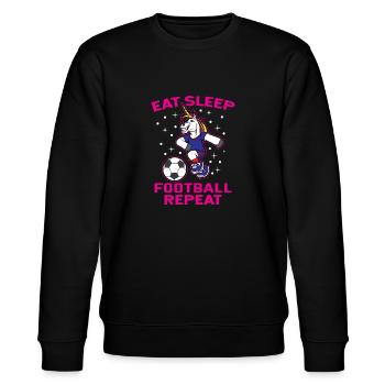 Einhorn das Fußball spielt - Stanley/Stella Unisex Bio-Sweatshirt CHANGER  - Schwarz - Vorne - Nik (191cm) & Marisol (170cm)