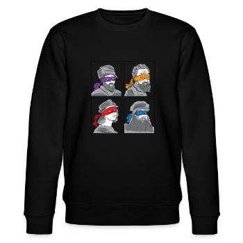 Leonardo Donatello Michelangelo Raphael gift - Stanley/Stella CHANGER Unisex Organic Sweatshirt - black - Front - Nik (191cm) & Marisol (170cm)
