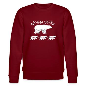 Mama Bear - Stanley/Stella CHANGER Unisex Organic Sweatshirt - burgundy - Front - Nik (191cm) & Marisol (170cm)