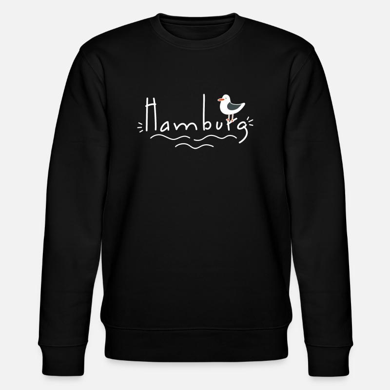 Hamburg mit Möwe - Stanley/Stella Unisex Bio-Sweatshirt CHANGER  - Schwarz