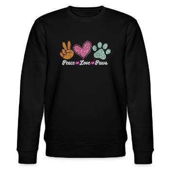 Peace Love Paws Tierliebhaber Design - Stanley/Stella Unisex Bio-Sweatshirt CHANGER  - Schwarz - Vorne - Nik (191cm) & Marisol (170cm)