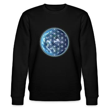 Blume des Lebens, Erde, Yoga, Universum Design - Stanley/Stella Unisex Bio-Sweatshirt CHANGER  - Schwarz - Vorne - Nik (191cm) & Marisol (170cm)