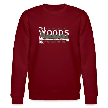 Holzfäller Woods Shirt - Stanley/Stella Unisex Bio-Sweatshirt CHANGER  - Burgunderrot - Vorne - Nik (191cm) & Marisol (170cm)