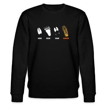 Hirsch, Bär, Wildschwein, Jäger, Trittsiegel - Stanley/Stella Unisex Bio-Sweatshirt CHANGER  - Schwarz - Vorne - Nik (191cm) & Marisol (170cm)