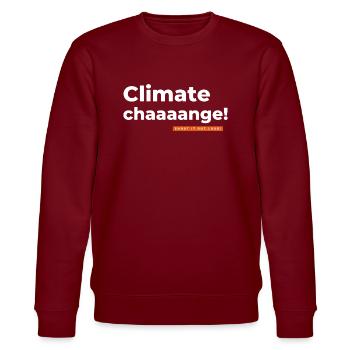 Changement climatique. Changement climatique. - Sweat bio CHANGER Stanley/Stella Unisexe - bordeaux - Devant - Nik (191cm) & Marisol (170cm)