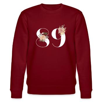 89e anniversaire fleuris (Cadeau de 89 ans) - Sweat bio CHANGER Stanley/Stella Unisexe - bordeaux - Devant - Nik (191cm) & Marisol (170cm)