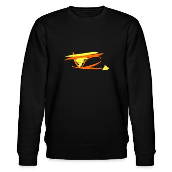 Abstrakte orange Linie mit gelbem Punkt - Stanley/Stella Unisex Bio-Sweatshirt CHANGER  - Schwarz - Vorne - Nik (191cm) & Marisol (170cm)