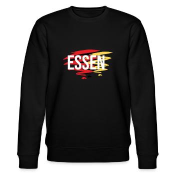 Geschenkidee für Deutsches Kind aus Essen - Stanley/Stella Unisex Bio-Sweatshirt CHANGER  - Schwarz - Vorne - Nik (191cm) & Marisol (170cm)