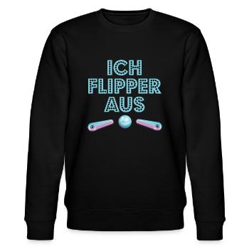 Flippern Geschenk ICH FLIPPER AUS Pinball - Stanley/Stella Unisex Bio-Sweatshirt CHANGER  - Schwarz - Vorne - Nik (191cm) & Marisol (170cm)
