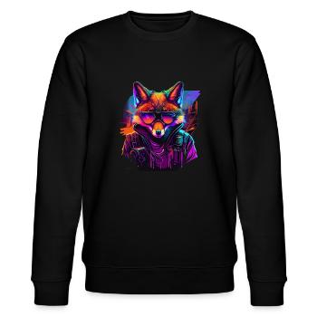 Kreatives Räuber Fuchs Design Fuchsliebhaber - Stanley/Stella Unisex Bio-Sweatshirt CHANGER  - Schwarz - Vorne - Nik (191cm) & Marisol (170cm)