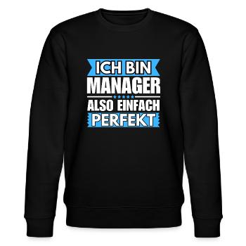 Einfach ein Perfekter Manager - Stanley/Stella Unisex Bio-Sweatshirt CHANGER  - Schwarz - Vorne - Nik (191cm) & Marisol (170cm)