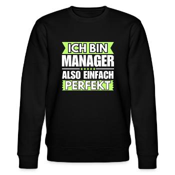 Einfach ein Perfekter Manager - Stanley/Stella Unisex Bio-Sweatshirt CHANGER  - Schwarz - Vorne - Nik (191cm) & Marisol (170cm)