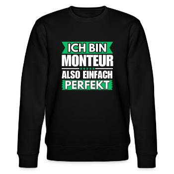 Einfach ein Perfekter Monteur - Stanley/Stella Unisex Bio-Sweatshirt CHANGER  - Schwarz - Vorne - Nik (191cm) & Marisol (170cm)