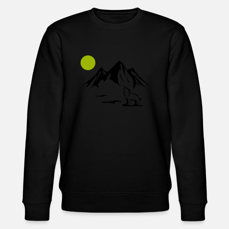 Wolf Full Moon - Stanley/Stella CHANGER Unisex Organic Sweatshirt - black