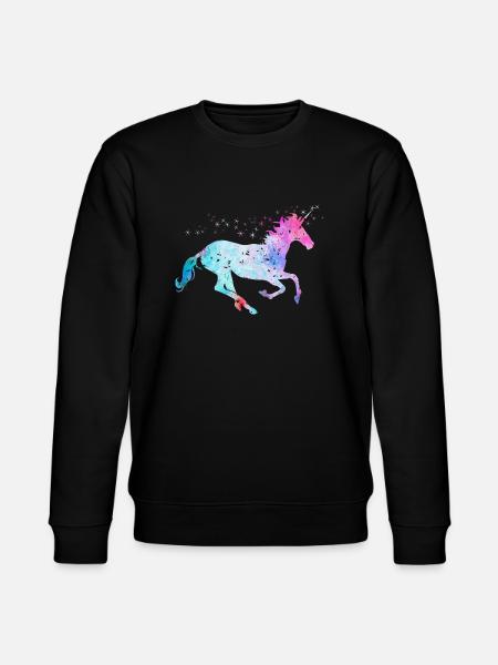 Einhorn mit Glitzer - Stanley/Stella Unisex Bio-Sweatshirt CHANGER  - Schwarz