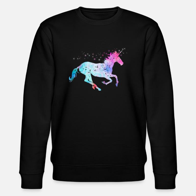 Einhorn mit Glitzer - Stanley/Stella Unisex Bio-Sweatshirt CHANGER  - Schwarz