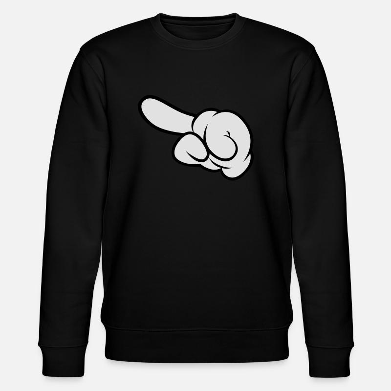 Comic Hand Pointing (Left) - Stanley/Stella CHANGER Unisex Organic Sweatshirt - black