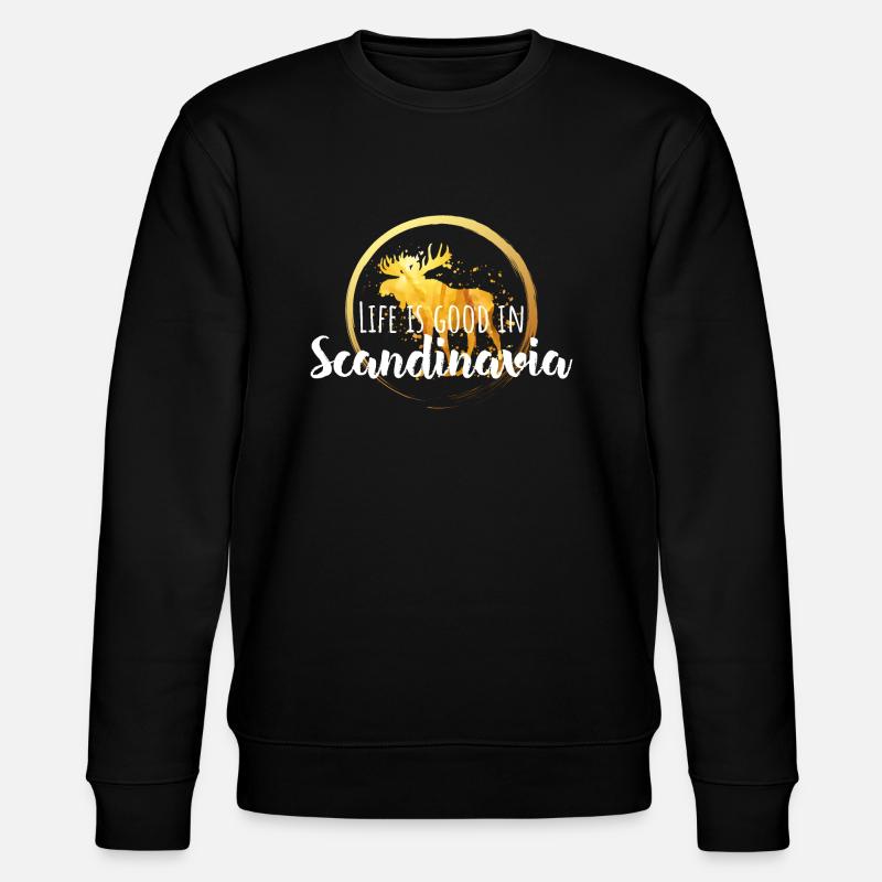 Cooler Elch Schweden - Stanley/Stella Unisex Bio-Sweatshirt CHANGER  - Schwarz