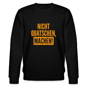Nicht Quatschen Machen Geschenk - Stanley/Stella Unisex Bio-Sweatshirt CHANGER  - Schwarz - Vorne - Nik (191cm) & Marisol (170cm)