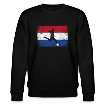 Niederlande Fußball Fan von Holland Mannschaft - Stanley/Stella Unisex Bio-Sweatshirt CHANGER  - Schwarz - Vorne - Nik (191cm) & Marisol (170cm)