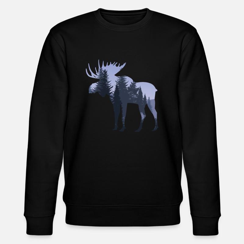 Schweden Elch im Wald - Stanley/Stella Unisex Bio-Sweatshirt CHANGER  - Schwarz