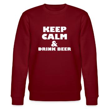 Lustiger Bier Spruch Geschenkidee Party - Stanley/Stella Unisex Bio-Sweatshirt CHANGER  - Burgunderrot - Vorne - Nik (191cm) & Marisol (170cm)