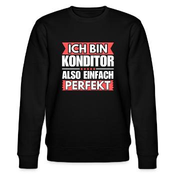 Einfach ein Perfekter Konditor - Stanley/Stella Unisex Bio-Sweatshirt CHANGER  - Schwarz - Vorne - Nik (191cm) & Marisol (170cm)