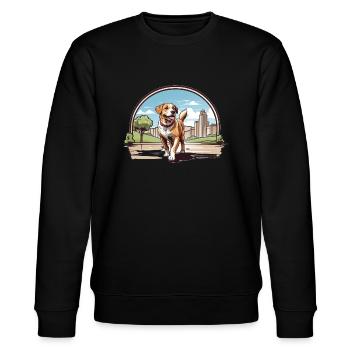 City dog walking logo - Stanley/Stella CHANGER Unisex Organic Sweatshirt - black - Front - Nik (191cm) & Marisol (170cm)