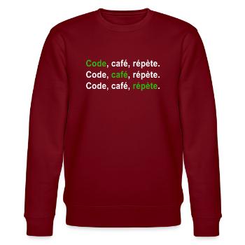 GEEK HUMOR LUSTIGER WITZ 2 - Stanley/Stella Unisex Bio-Sweatshirt CHANGER  - Burgunderrot - Vorne - Nik (191cm) & Marisol (170cm)