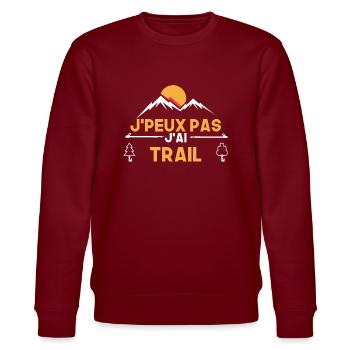j'peux pas j'ai trail - Sweat bio CHANGER Stanley/Stella Unisexe - bordeaux - Devant - Nik (191cm) & Marisol (170cm)