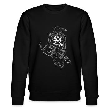 Rabe Wikinger Sketch und symbol vegvisir - Stanley/Stella Unisex Bio-Sweatshirt CHANGER  - Schwarz - Vorne - Nik (191cm) & Marisol (170cm)