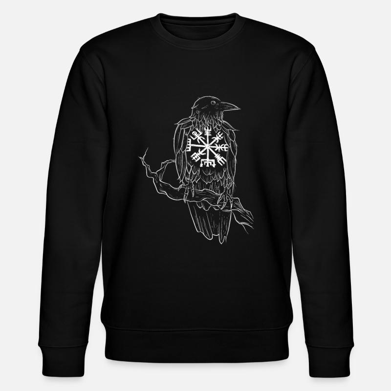 Rabe Wikinger Sketch und symbol vegvisir - Stanley/Stella Unisex Bio-Sweatshirt CHANGER  - Schwarz