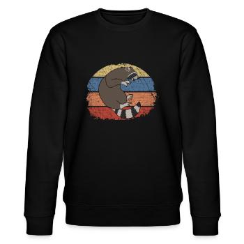 Raccoon - Stanley/Stella CHANGER Unisex Organic Sweatshirt - black - Front - Nik (191cm) & Marisol (170cm)