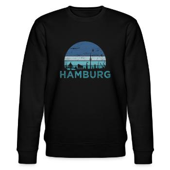 Hanseatic City of Hamburg Skyline Hamburg Port Retro - Stanley/Stella CHANGER Unisex Organic Sweatshirt - black - Front - Nik (191cm) & Marisol (170cm)
