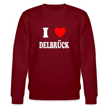 I love Delbrück - Stanley/Stella CHANGER Unisex Organic Sweatshirt - burgundy - Front - Nik (191cm) & Marisol (170cm)