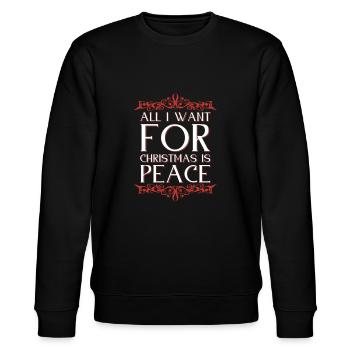 All I Want for Christmas is Peace - Stanley/Stella CHANGER Unisex Organic Sweatshirt - black - Front - Nik (191cm) & Marisol (170cm)