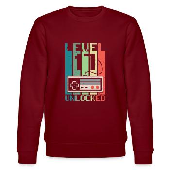 Level 17 freigeschaltet - Stanley/Stella Unisex Bio-Sweatshirt CHANGER  - Burgunderrot - Vorne - Nik (191cm) & Marisol (170cm)