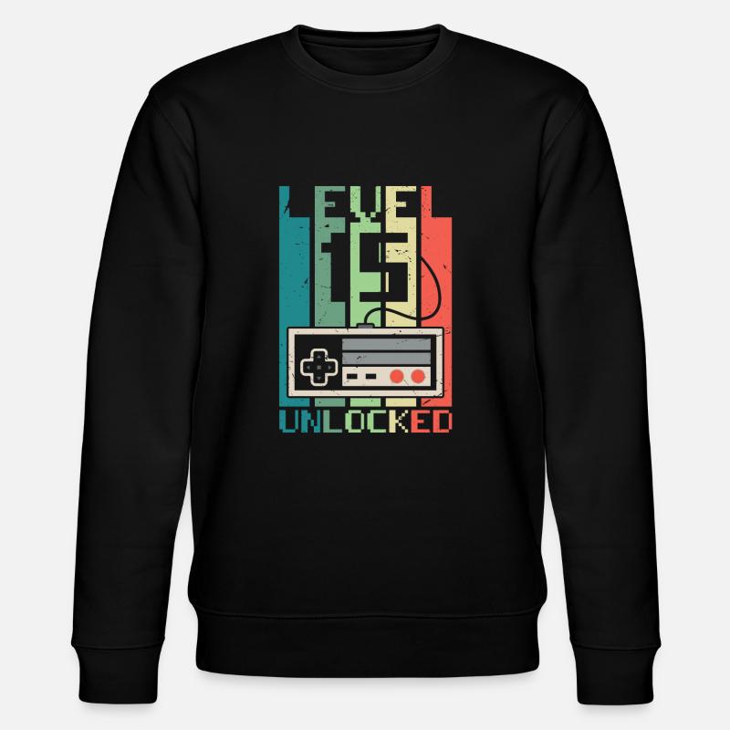 Level 15 Unlocked - Stanley/Stella CHANGER Unisex Organic Sweatshirt - black