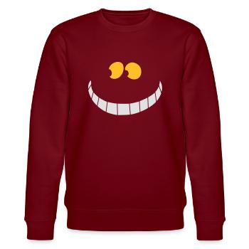 Grinsekatze - Stanley/Stella Unisex Bio-Sweatshirt CHANGER  - Burgunderrot - Vorne - Nik (191cm) & Marisol (170cm)