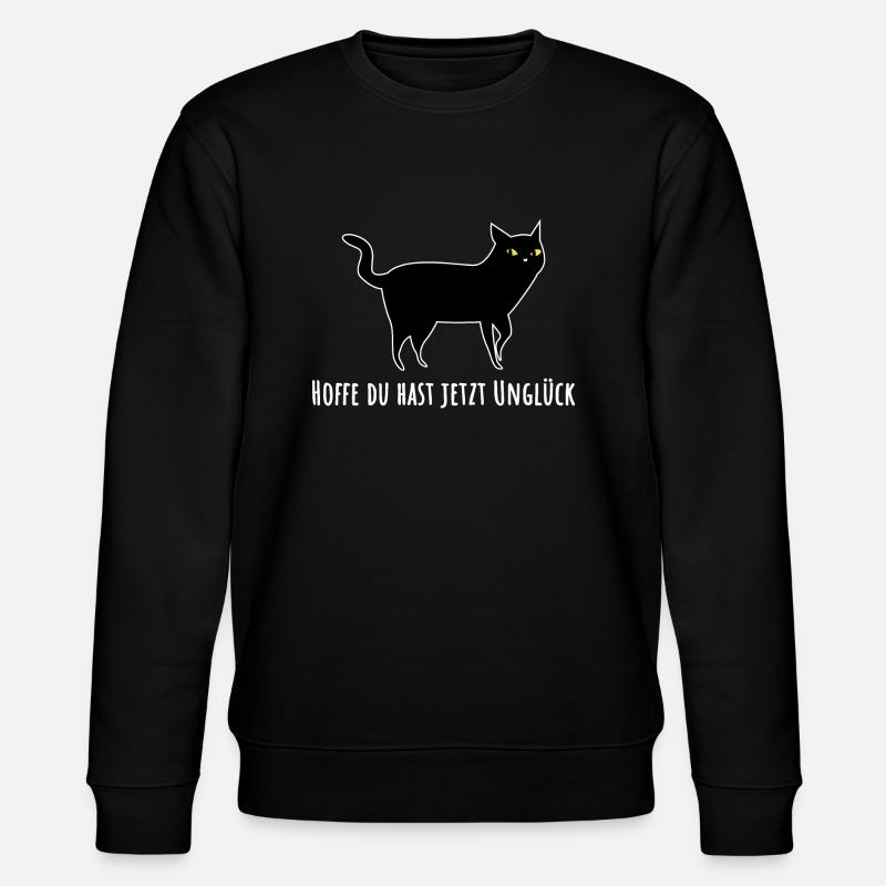 Schwarze Katze mit Unglück - Stanley/Stella Unisex Bio-Sweatshirt CHANGER  - Schwarz