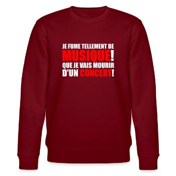 je fume tellement de musique! - Stanley/Stella Unisex Bio-Sweatshirt CHANGER  - Burgunderrot - Vorne - Nik (191cm) & Marisol (170cm)