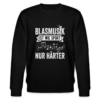 Blasmusik ist wie Sport Musikverein Musiker - Stanley/Stella Unisex Bio-Sweatshirt CHANGER  - Schwarz - Vorne - Nik (191cm) & Marisol (170cm)