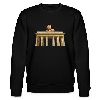 Berlin Löwe Brandenburger Tor Shirt - Stanley/Stella Unisex Bio-Sweatshirt CHANGER  - Schwarz - Vorne - Nik (191cm) & Marisol (170cm)