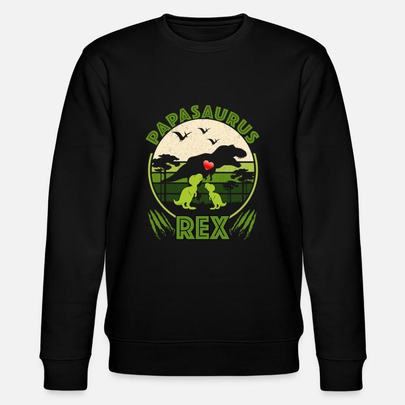 Papasaurus Rex - Stanley/Stella Unisex Bio-Sweatshirt CHANGER  - Schwarz