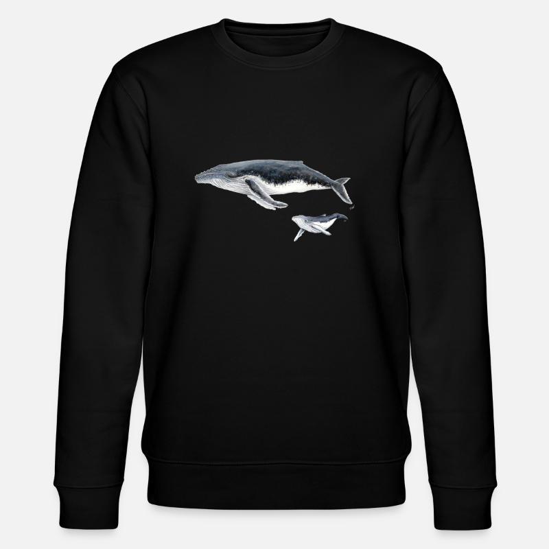 Buckelwal mit Baby Megaptera Wal - Stanley/Stella Unisex Bio-Sweatshirt CHANGER  - Schwarz
