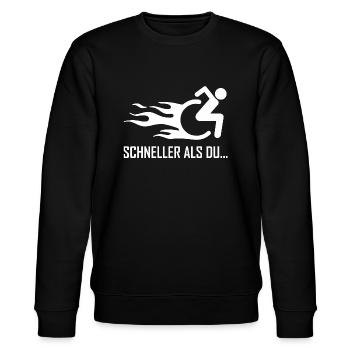 Behinderung Rolli Rollstuhl Handicap Humor - Stanley/Stella Unisex Bio-Sweatshirt CHANGER  - Schwarz - Vorne - Nik (191cm) & Marisol (170cm)
