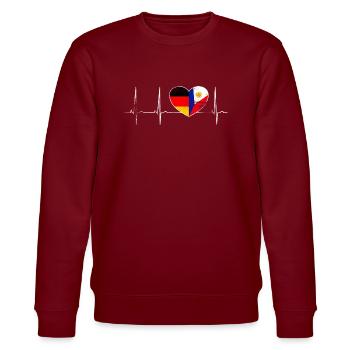 Filipino Deutsch - Stanley/Stella Unisex Bio-Sweatshirt CHANGER  - Burgunderrot - Vorne - Nik (191cm) & Marisol (170cm)